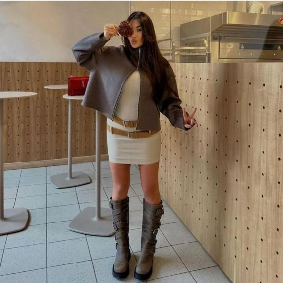 ZARA DOUBLE BELTED FITTED DRESS - Picture 9 of 9